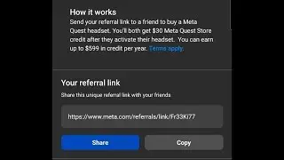 How to accept / redeem a Meta Quest referral for $30 credit