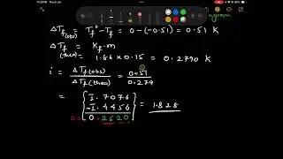 XII CHEMISTRY | A 0.15 m aqueous solution of KCl freezes at -0.51 degree celsius.