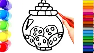 How To Draw cute candy jar Drawing, Painting  & Coloring For Kids and Toddlers 