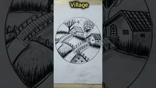 Peaceful Village Drawing 🌿 | Relaxing Pencil Art