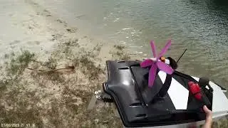 Airboat Re-Maiden Run now with Water Rudder & Pusher Prop Setup - Cap View.