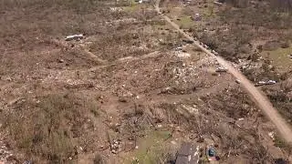 Drone video of tornado damage in Beauregard, Alabama