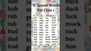 U Sound Words for Class 1 | Phonics Sounds #youtubeshorts #shortsvideo #viral #shorts #vowels