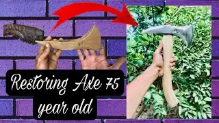 Restoring 75 year old Axe | full video | vikingbattleaxe | #youtubeshorts #damascus #axe #shorts