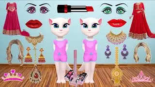 two talking tom Angela best dulhan 👰 funny makeup 💄💅👄 video #blbillu #talkingtomcat