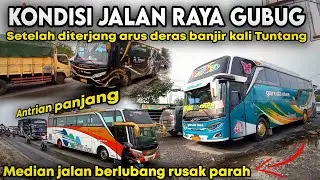 Median Jalan Jembatan Gubug Rusak parah setelah diterjang Banjir deras Kali Tuntang