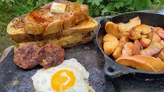 Hearty Southern Breakfast Cooked in the Wilderness | Sourdough French Toast & Fried Apples