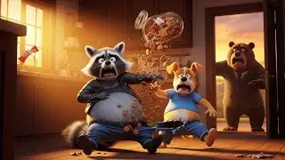 Greedy Raccoon & Dog Brothers Steal Grandpa's Cookies &ndash; Shocking Tummy Twist!