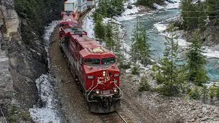 DUAL CN GEVO's!!!! CP 8882, CP 8710, CN 3073, and CN 3844 lead CP 112 into Field, BC