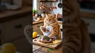 Chef Cat Catches a Frog for Dinner #cat #funny #shorts