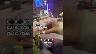 K9 suited in a 3 bet pot! Navigating a tricky board. #pokerlife #pokervlog #pokerplayer #pokerlove