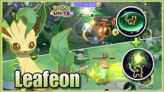 Leafeon with Solar Blade and Leaf Blade moveset sample gameplay || Pokemon Unite Public Test Server