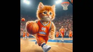 Slam Dunk in Dreams: Orange Kitten's Basketball Ambitions#cat #cute #cutecat❤#aicat #kittten