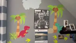 Yovkky Baby Dinosaur Wall Decals Stickers, Dino Volcano Cave Neutral Nursery Toddler Playroom Decor