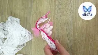 DIY Wedding Favours - Sugared Almonds in and Organza Bag, Decorated with Ribbon and Lace