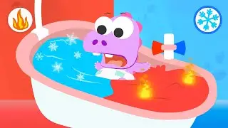 Aprende con Eddie 🛁🦖 Cómo bañar un dinosaurio | 🥶Frío vs Caliente 🥵