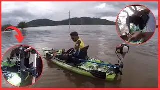 como fazer um suporte para moto no caiaque Flesch, teste de como ficou o moto 4tempo no caiaque