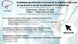 AHPBA Junior Surgeons   Research Toolkit Jan 2023