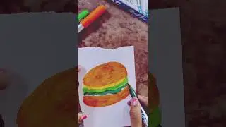 Easy burger drawing and colouring 🍔#viralshort #trending #youtubeshorts
