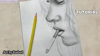 Sad girl smoking drawing | How to draw | Smoking drawing tutorial for beginners