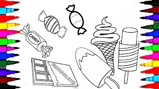 Coloring Candy, Chocolates, Bread n' Cakes Drawing Pages l Videos for Brilliant Kids l Learn Colors