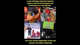 11-year-old Rayyan Arkan from Indonesia became a viral star for his energetic Aura Farming dance on