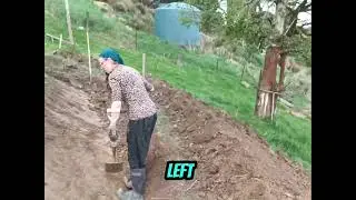 Hand digging a Steep Swale.