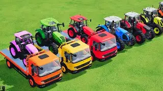 Transporting Tractors Double Flatbed Trailer truck vs tractor Game Farming Simulator 22 traktor