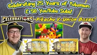 GIVEAWAY Announcement! Celebrating 50 Subs With CELBRATIONS Pikachu V-UNION Boxes! Pokemon TCG