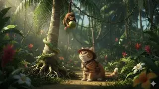 Funny Jungle Coconut Chaos 😂 Cat, Snake & Monkey Comedy | Animal Fun 🥥🐒