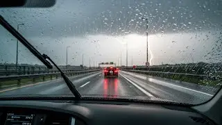 Driving Through Heavy Rain & Thunder ⚡ Relaxing Night Ambience for Deep Sleep