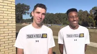 Notre Dame&rsquo;s Dylan Jacob&rsquo;s and Yared Nuguse talk before the 2021 NCAA XC Championships