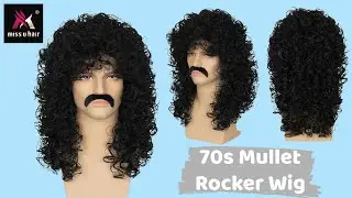 🎸 70s Mullet Rocker Wig with Mustache | missuhair 🎉