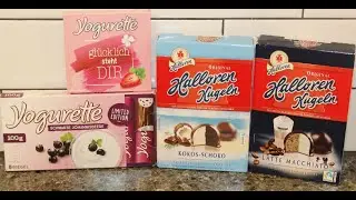 Yoghurette Bars: Black Currant & Strawberry and Halloren Kugeln: Latte Macchiato & Coconut-Chocolate