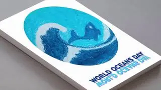 WORLD OCEANS DAY DRAWING EASY | HOW TO DRAW OCEAN DAY POSTER DRAWING IN OIL PASTELS - STEP BY STEP