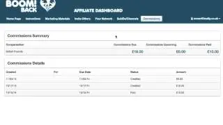 Commissions Tab (get your boom back affiliate dashboard training)
