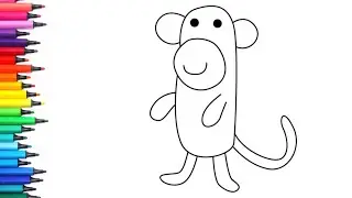 How to Draw Monkey | Peppa Pig Drawing, Painting & Colouring for Kids and Toddlers_ Child Art 