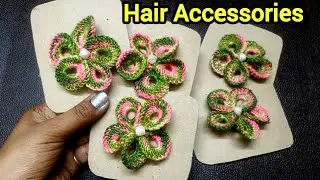 DIY Wool Flower Hair Accessories 🌸 | Cute Handmade Hair Clips Tutorial || Homemade Hair Accessories 