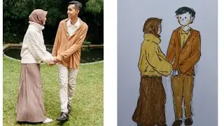 Drawing me and my husband || a year anniversary
