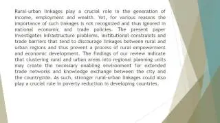 The Potential of Rural&ndash;Urban Linkages for Sustainable Development and Trade IJSDWP 42 20 40