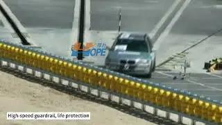 The newest innovation in highway safety - the revolutionary rotating anti-collision guardrail!
