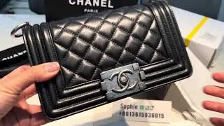 CHANEL Le BOY Bag Black Flag Handbag Quilted Lambskin Small silver Hardware Classics #chanelboybag