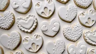 SIMPLE HEART COOKIES ~ 5 Heart Cookies Made with JUST White Icing ~ Satisfying Cookie Decorating