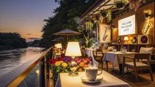 Spring River Cafe Jazz ☕🌸 4K Riverside Ambience for Study Sleep & Relaxing Moments