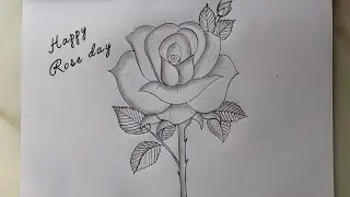 Rose Day drawing | How to draw rose flower| Pencil drawing| Rose Day| Valentine day Special drawing