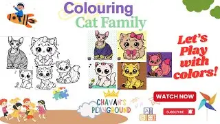 Coloring a Cute Cat Family 🐱 | Fun and Relaxing Color Time for Kids | Learn Colors for Toddlers