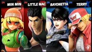 Min Min and Little Mac VS Bayonetta and Terry LV 9 CPU Battle Super Smash Bros Ultimate