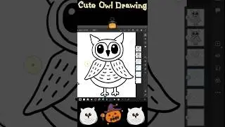 How to Draw Cute Owl with Very Simple Line Art in Adobe Fresco