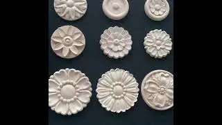 Unpainted Wood Carved 3D Decorative Rosette Applique Onlay