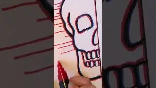 Glitch and Drip Skeleton drawing #shorts #drawing #skeleton #glitcheffect #posca